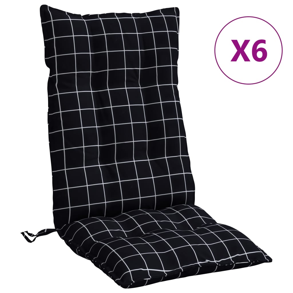 Maison Exclusive - Hochlehner-auflagen 6 Stk. Schwarz Karomuster