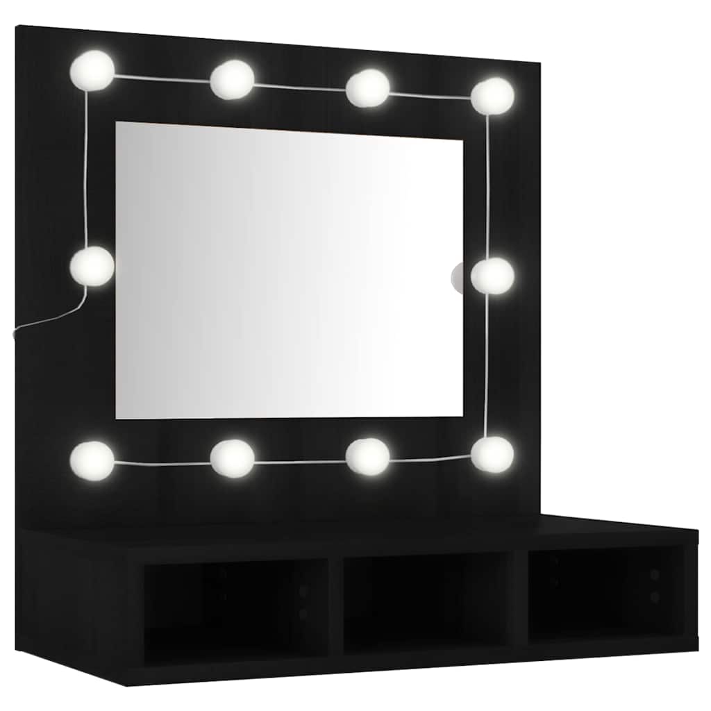 Maison Exclusive - Spiegelschrank Mit Led Schwarz 60x31,5x62 Cm