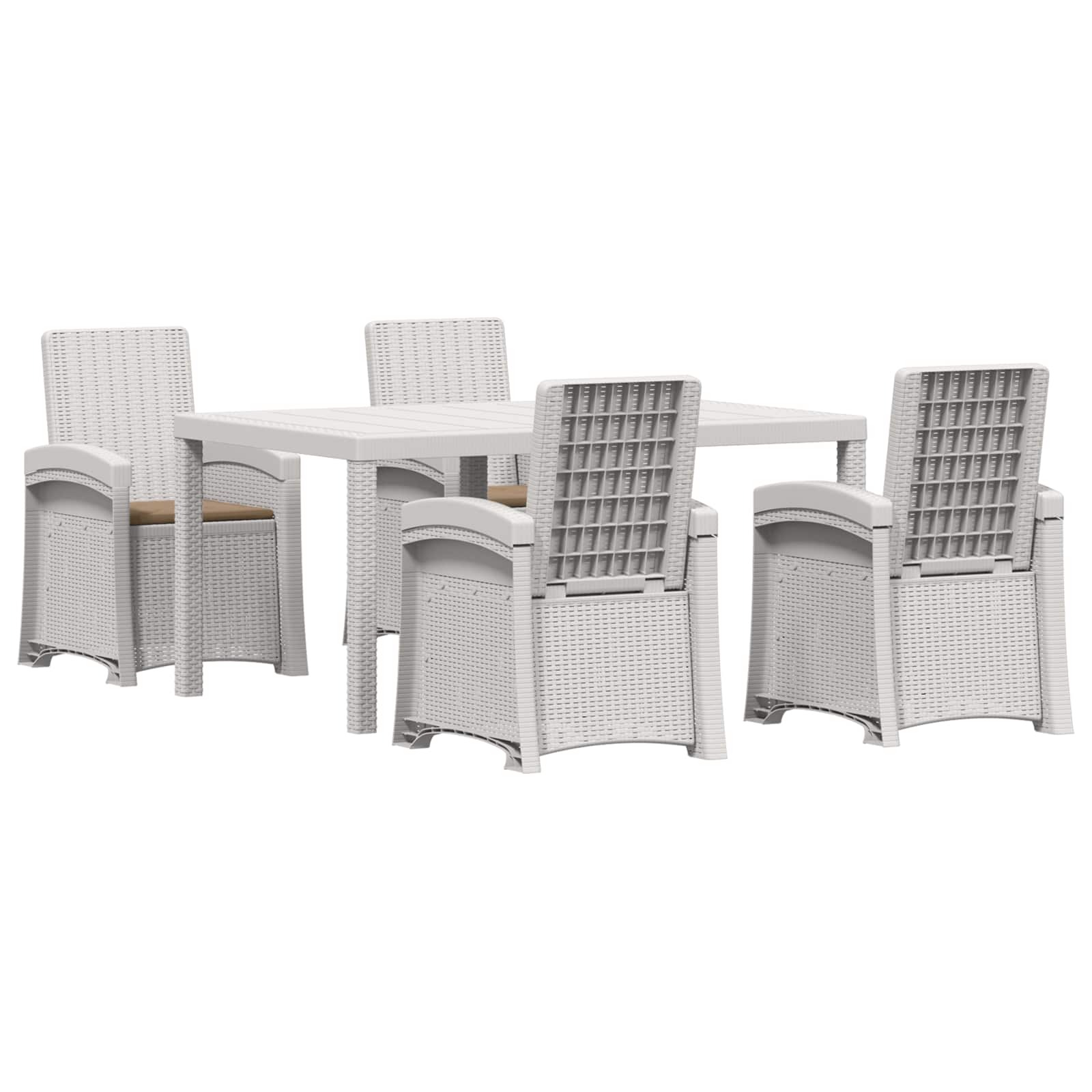 Maison Exclusive - Garten Essgruppe 5 Stk. Weiß Und Taupe Pp