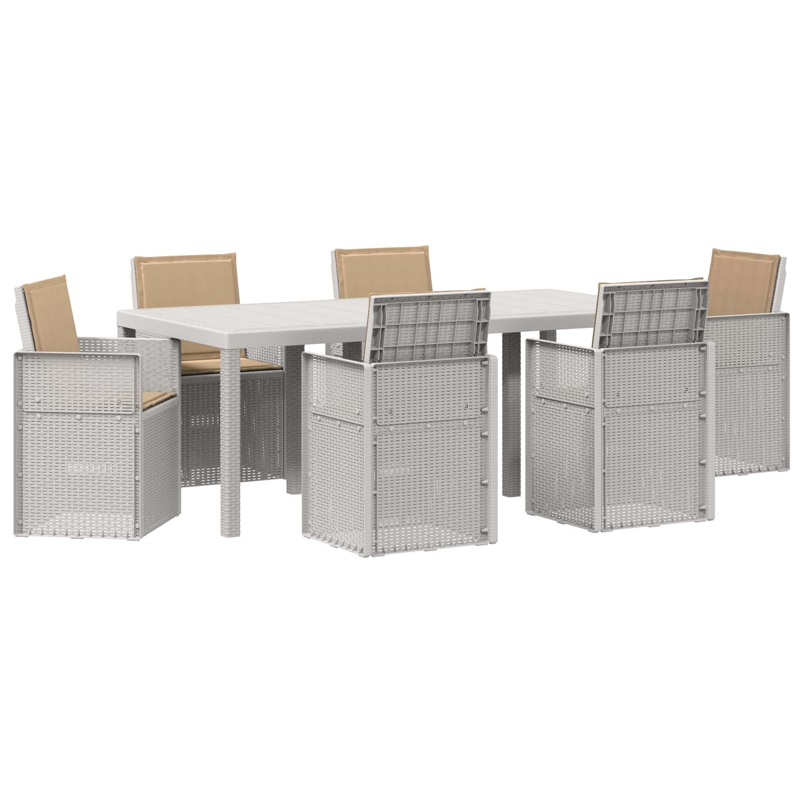 Maison Exclusive - Garten Essgruppe 7 Stk. Weiß Und Taupe Pp