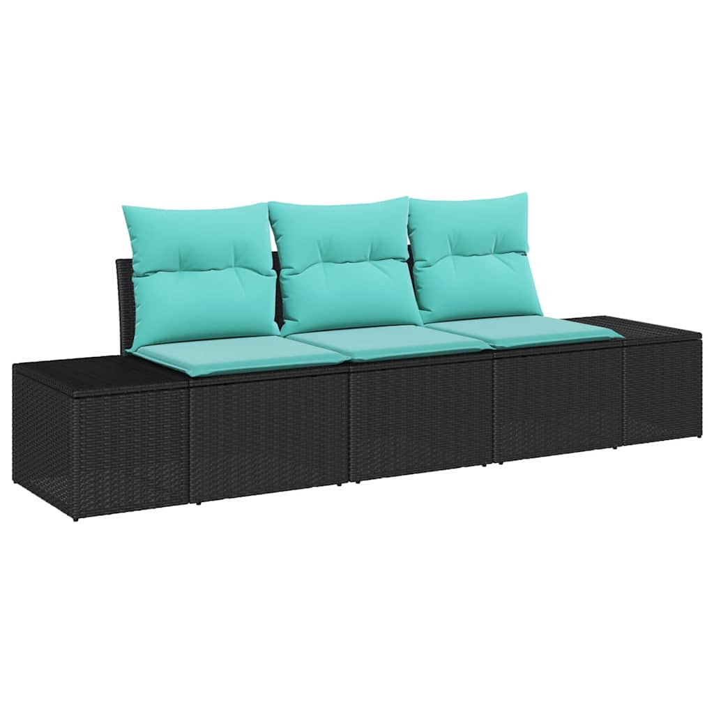 Maison Exclusive - Gartensofa-set 3 Stk. Schwarz Und Türkis Poly-