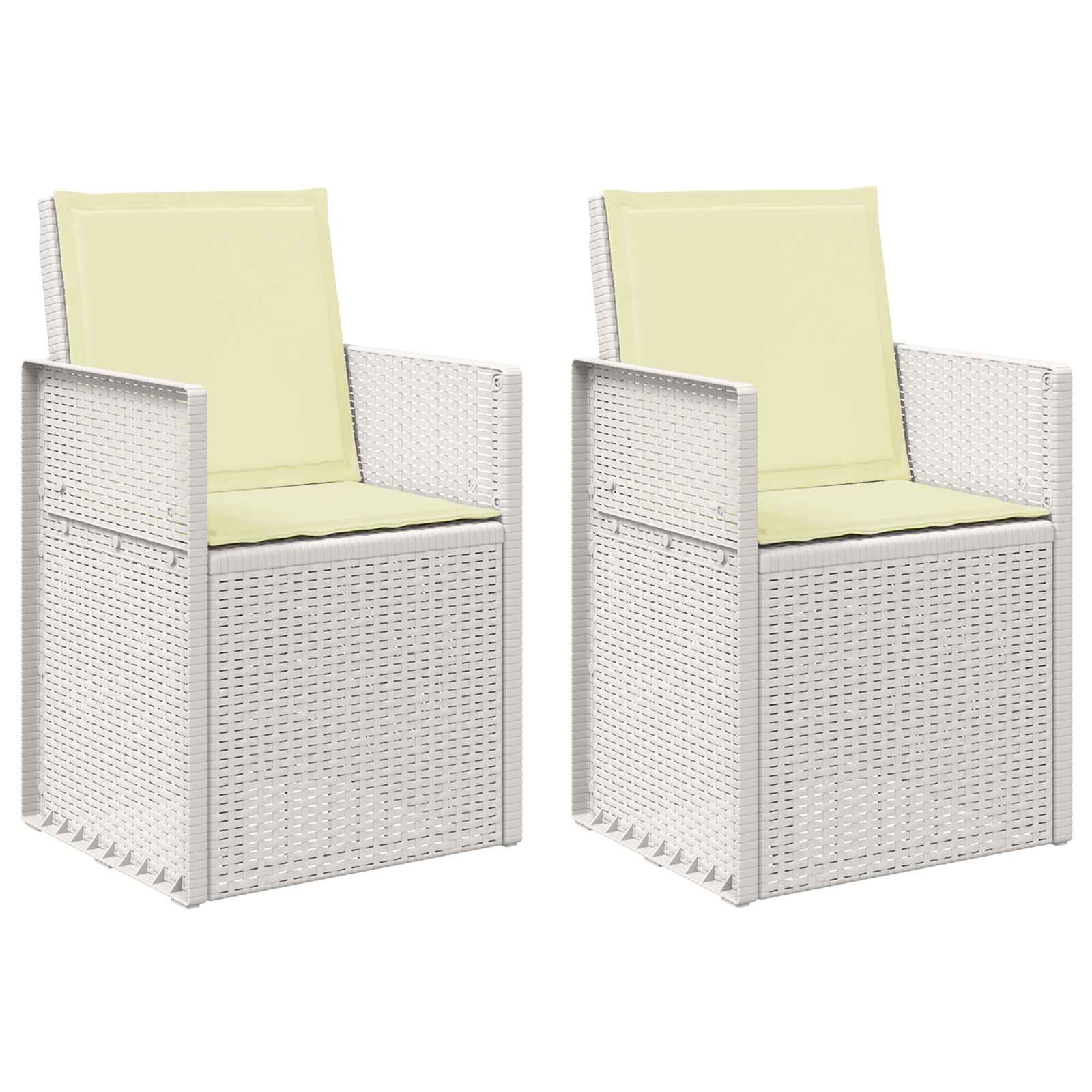 Maison Exclusive - Garten Esszimmerstühle 2 Stk. Weiß Und Creme P