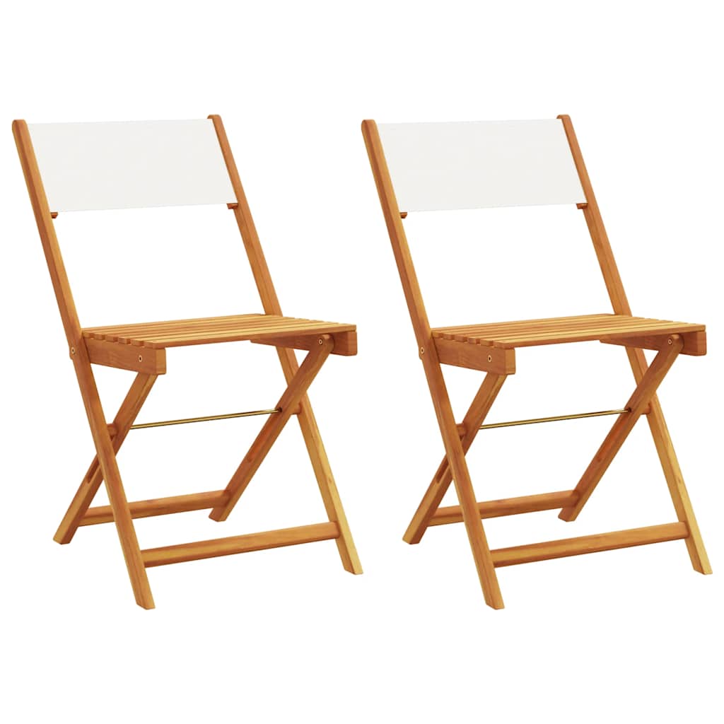 Maison Exclusive - Klappstühle, 2 Stück, Cremeweiß, Massives Akaz