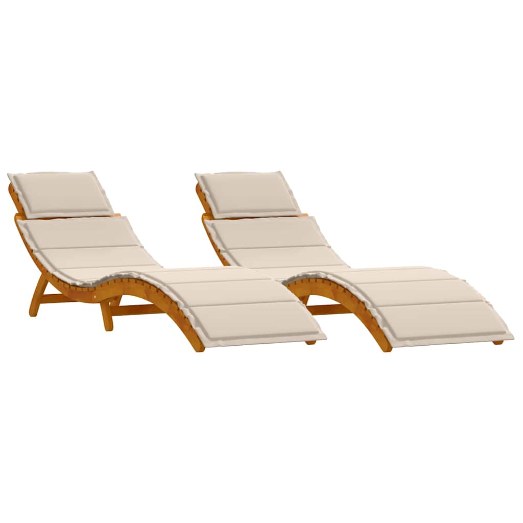 Maison Exclusive - Sonnenliege 2 Stk. Massivholz Akazie Cremeweiß