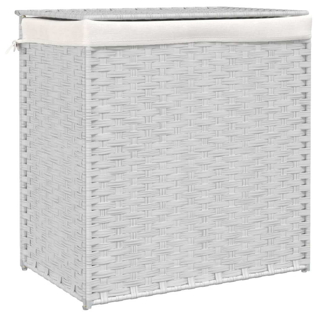 Maison Exclusive - Wäschekorb Mit 2 Fächern Weiß 53x35x57 Cm Poly