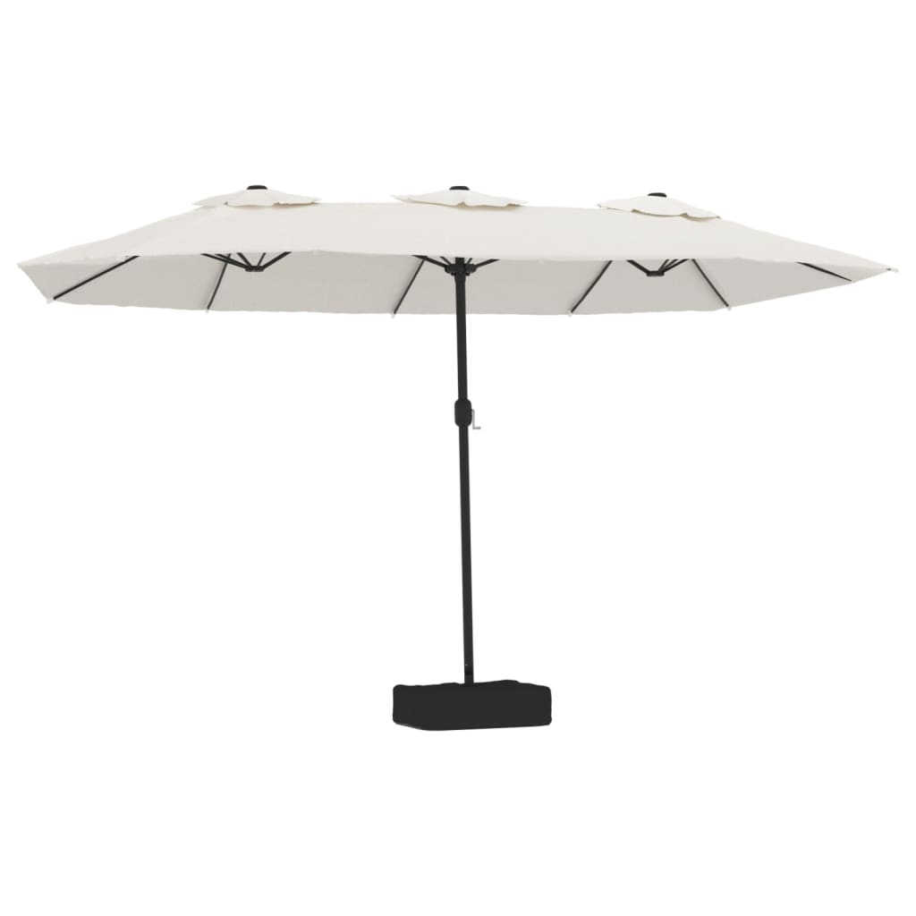 Maison Exclusive - Doppel-sonnenschirm Mit Led-leuchten Sandweiß