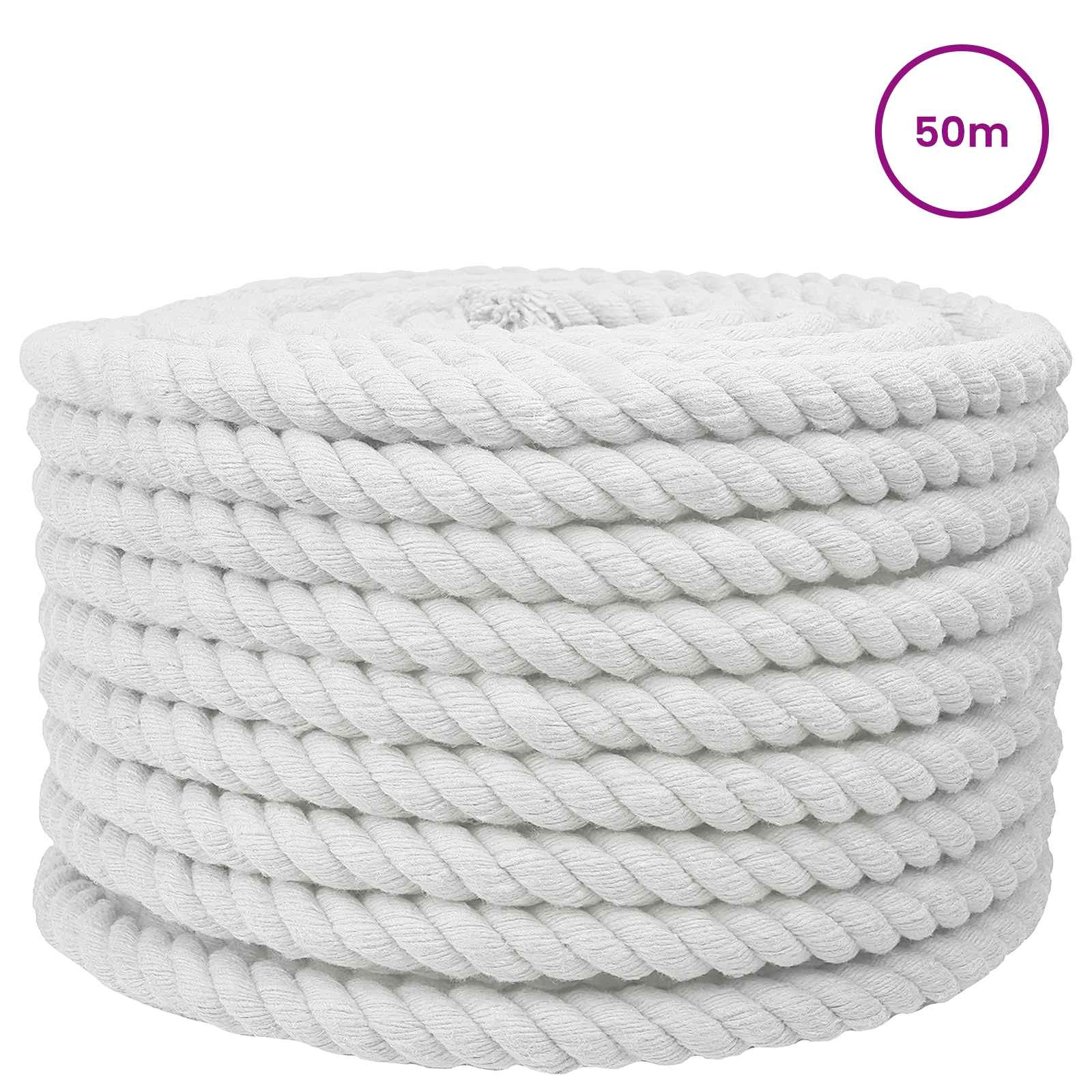 Maison Exclusive - Baumwollseil 16 Mm 50 M Weiß 100% Baumwolle