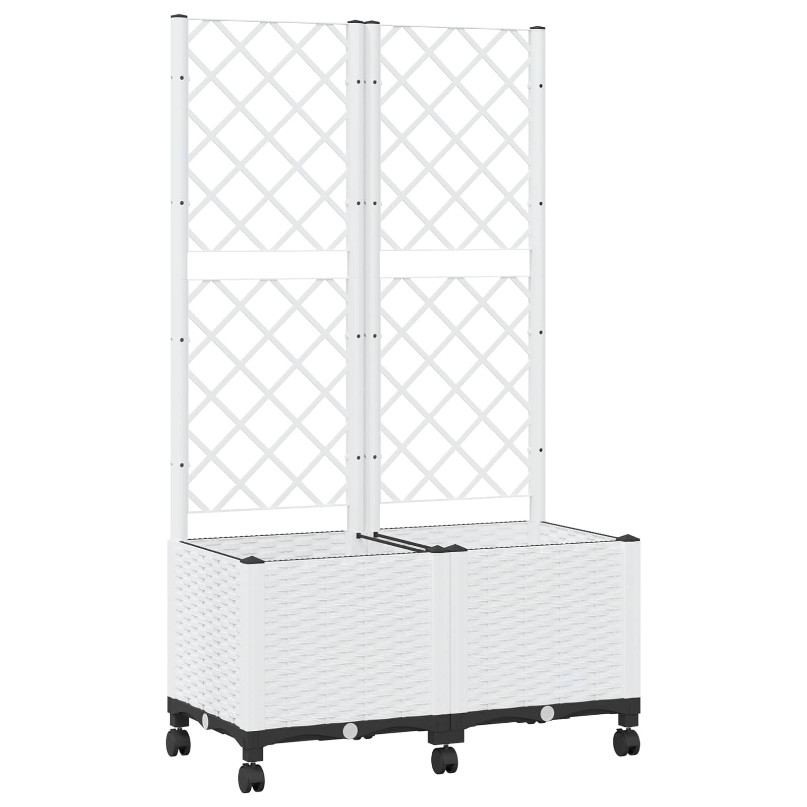 Maison Exclusive - Pflanzkübel Mit Spalier Und Rädern Weiß 80 X 4