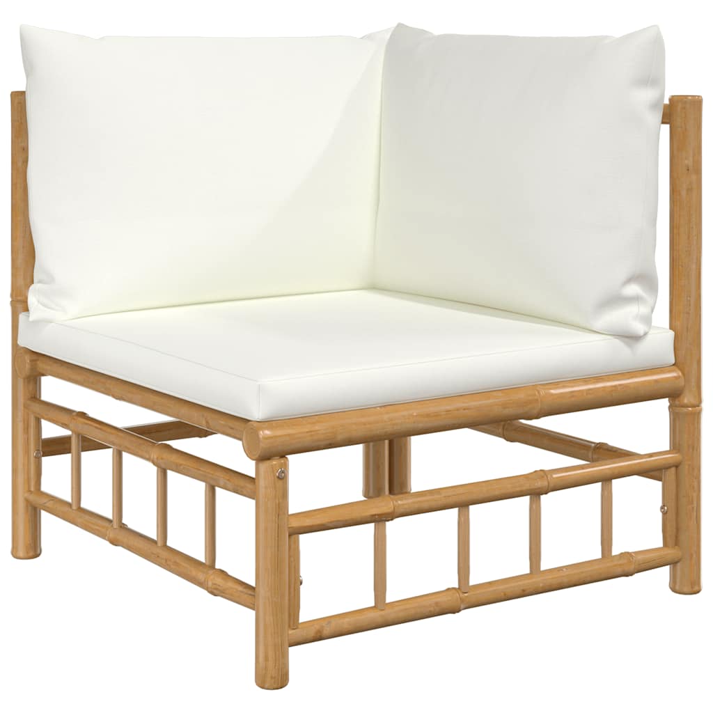 Maison Exclusive - Garten-ecksofa Mit Cremeweißen Kissen Bambus