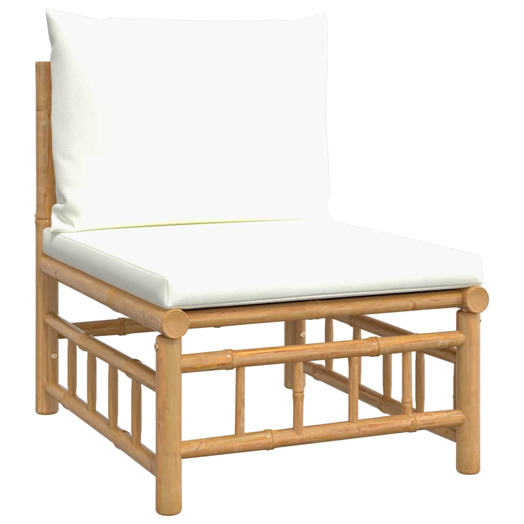 Maison Exclusive - Garten-mittelsofa Mit Cremeweißen Kissen Bambu