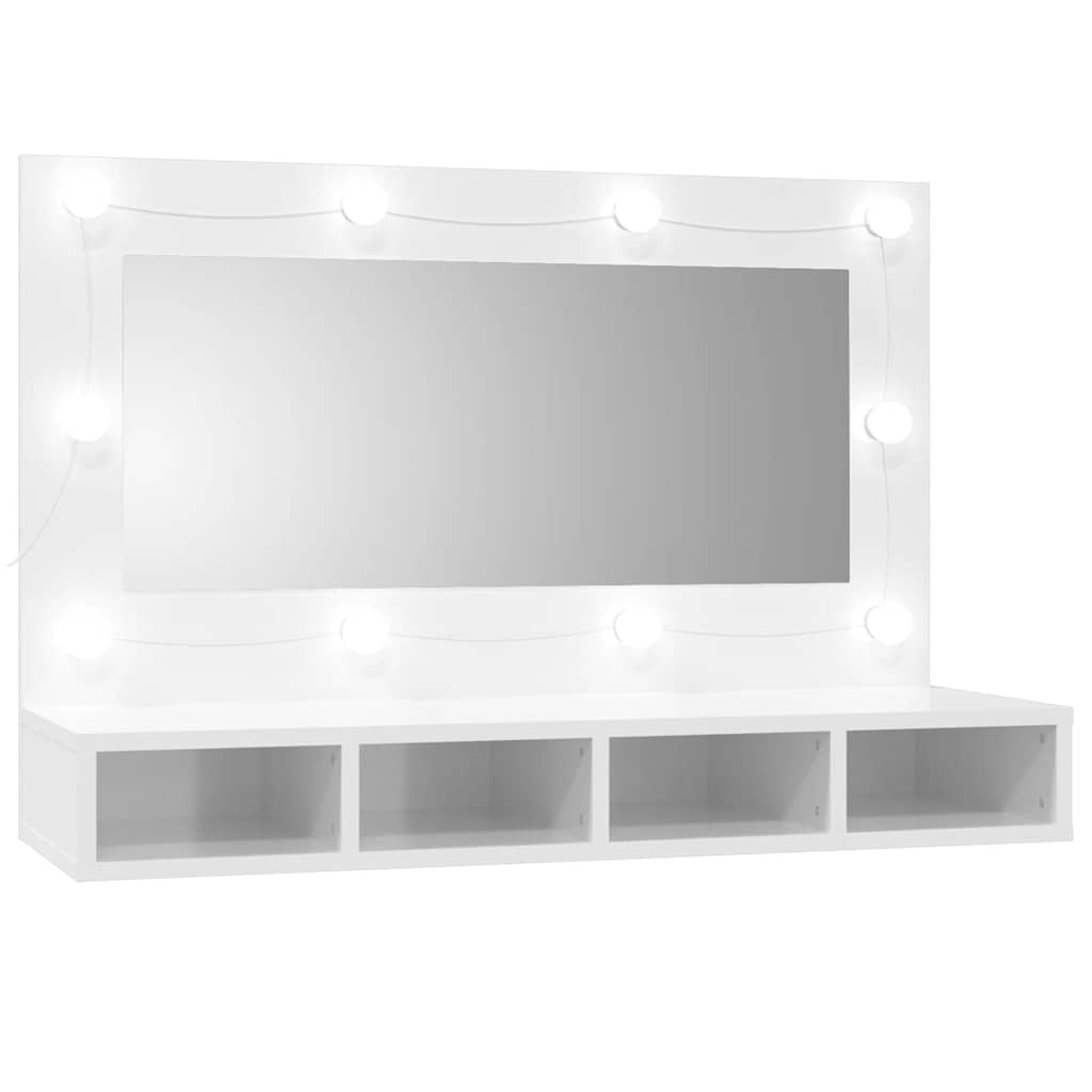 Maison Exclusive - Spiegelschrank Mit Led Hochglanz-weiß 90x31,5x