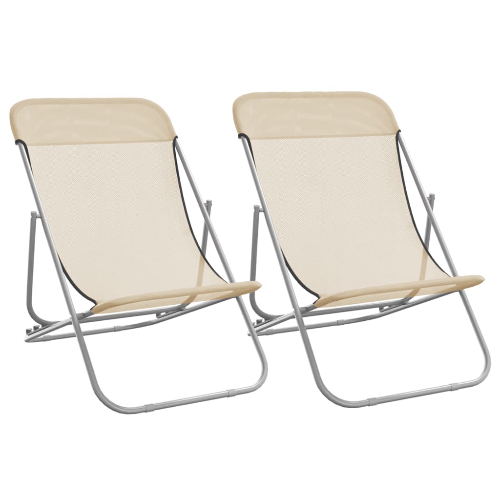 Maison Exclusive - Strandstühle 2 Stk. Creme Textilene & Pulverbe