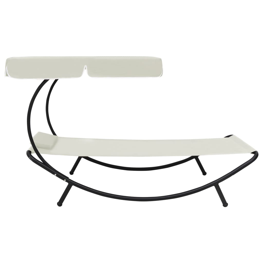 Maison Exclusive - Garten-sonnenliege Mit Sonnendach & Kissen Cre