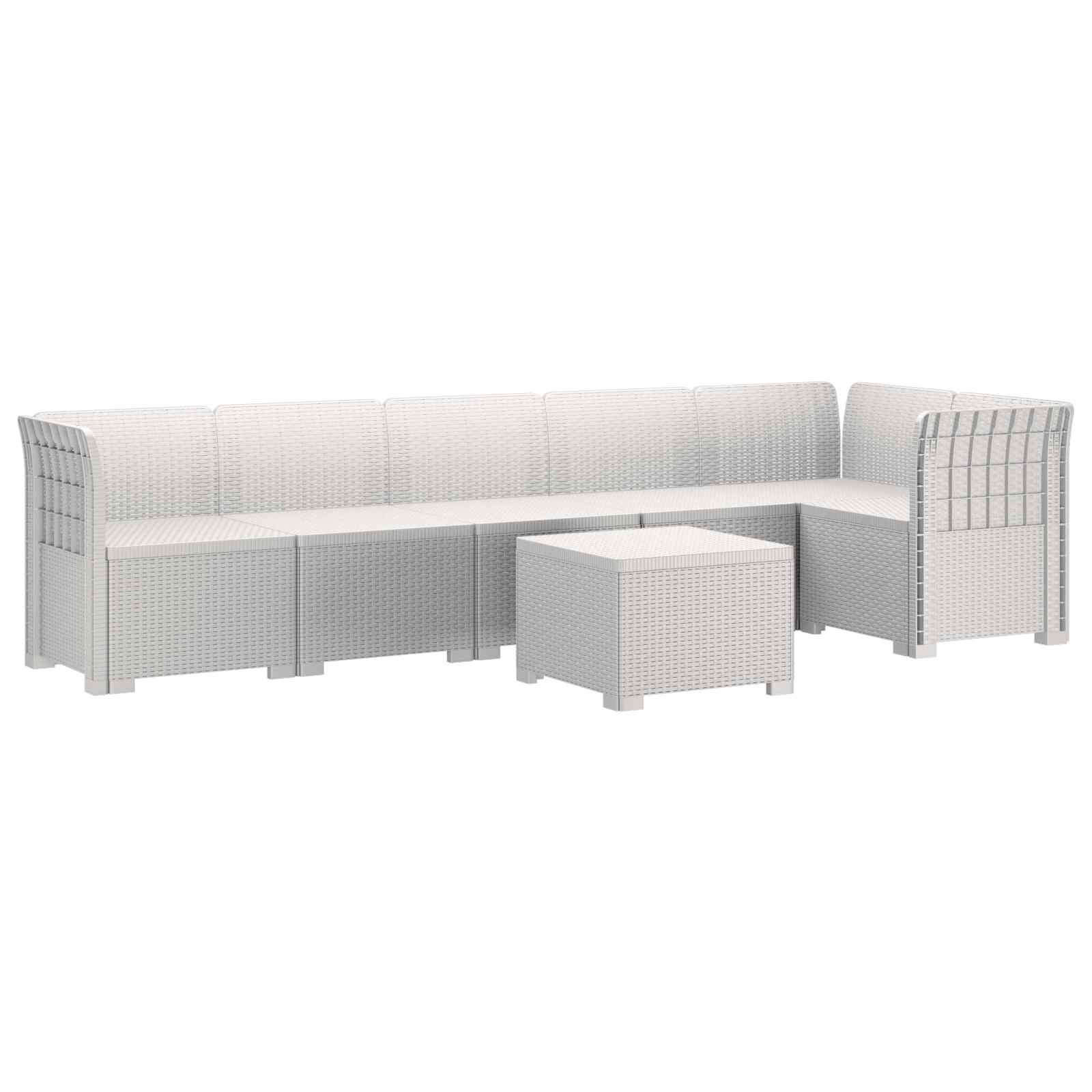 Maison Exclusive - 6-sitzer Garten Sofa Rattan Look Pp Weiß