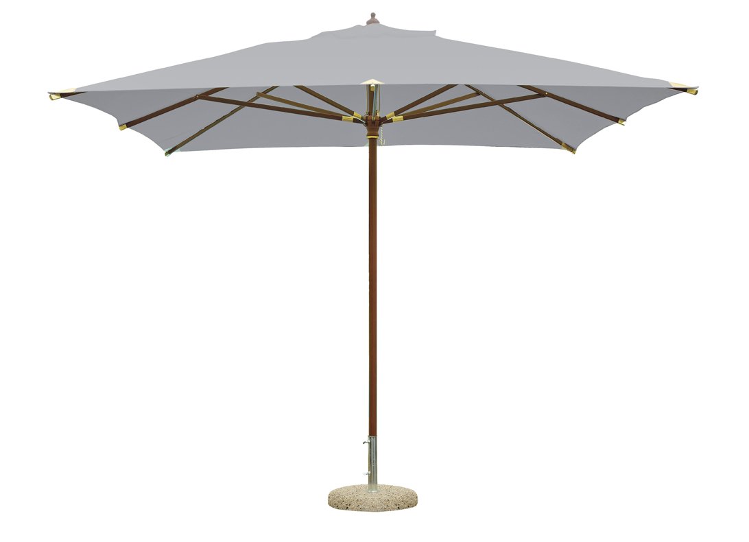 Stockschirm Aus Holz, Graues Segeltuch 300x300 Cm Maligi Home Mg-lena Grau