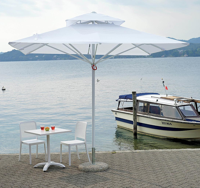 Schiebeschirm 300x300 Cm Aus Aluminium Mit Weißem Schaft, Weißes Tuch. Maligi Home Mg-pierangela Weiß