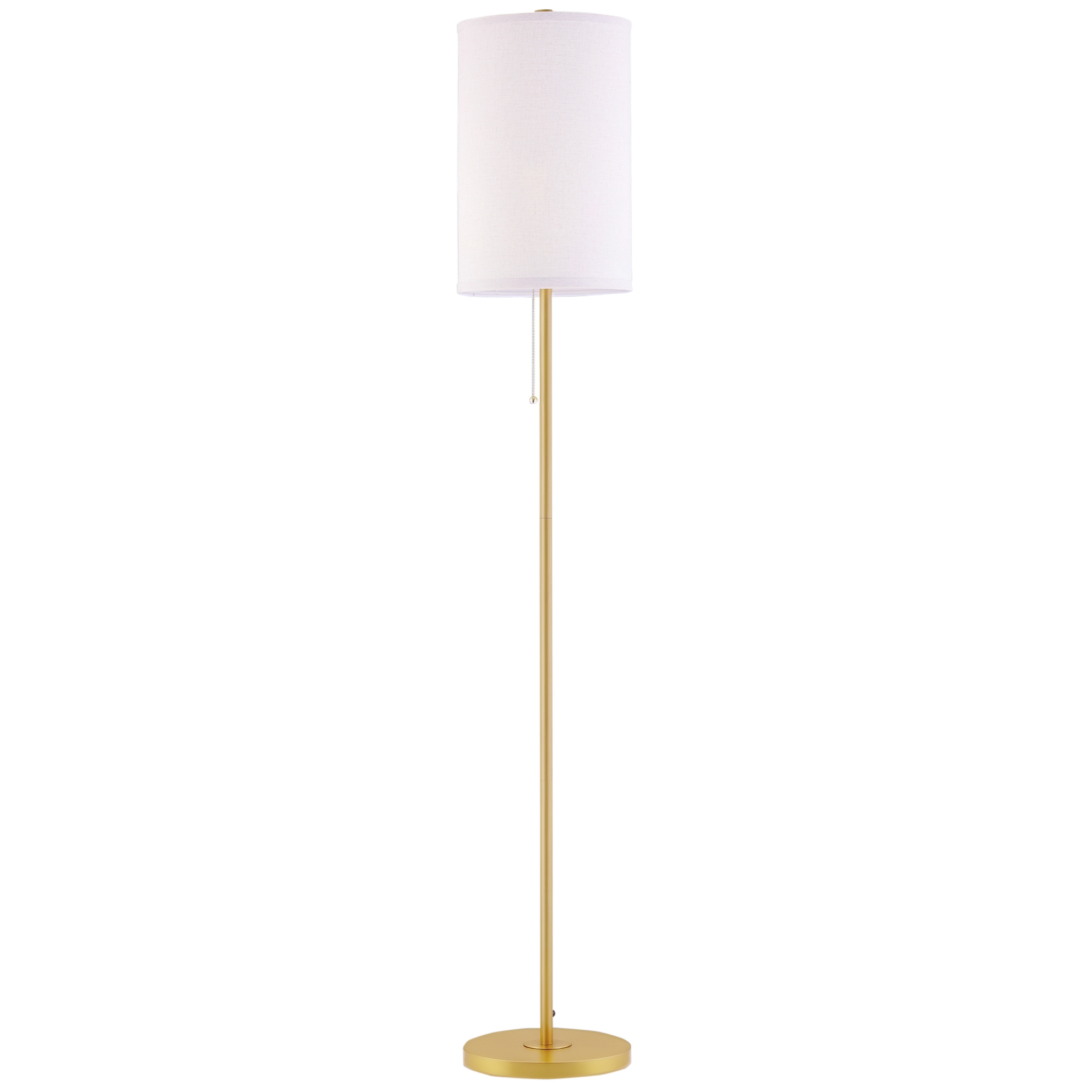 Stehlampe Elegante Stehleuchte Stoffschirm Wohnzimmerlampe Zugkettenschalter Gold Weiß