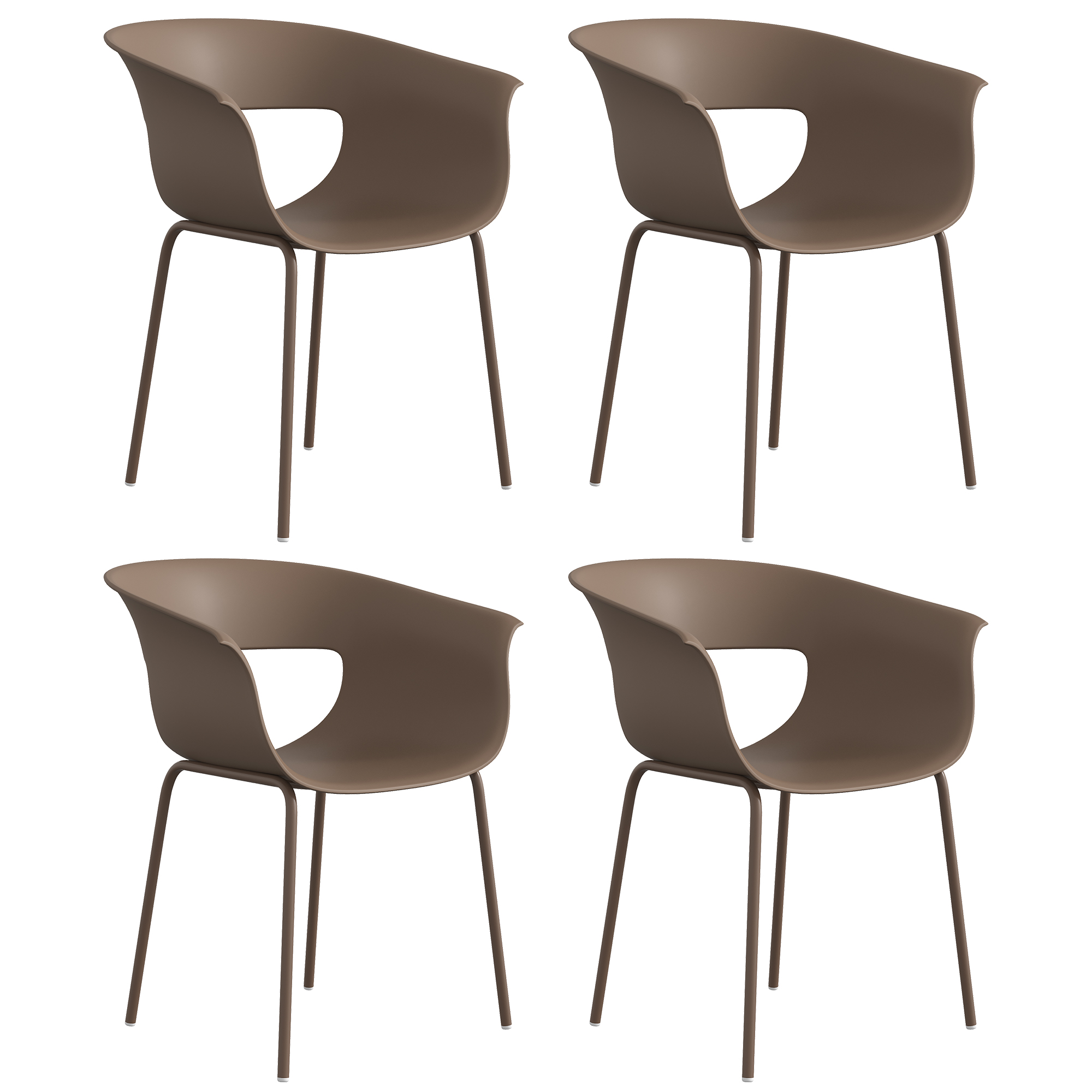 Gartenstühle 4er Set Balkonstühle Ausschnittdesign Armlehne Rostbeständig Kaffee