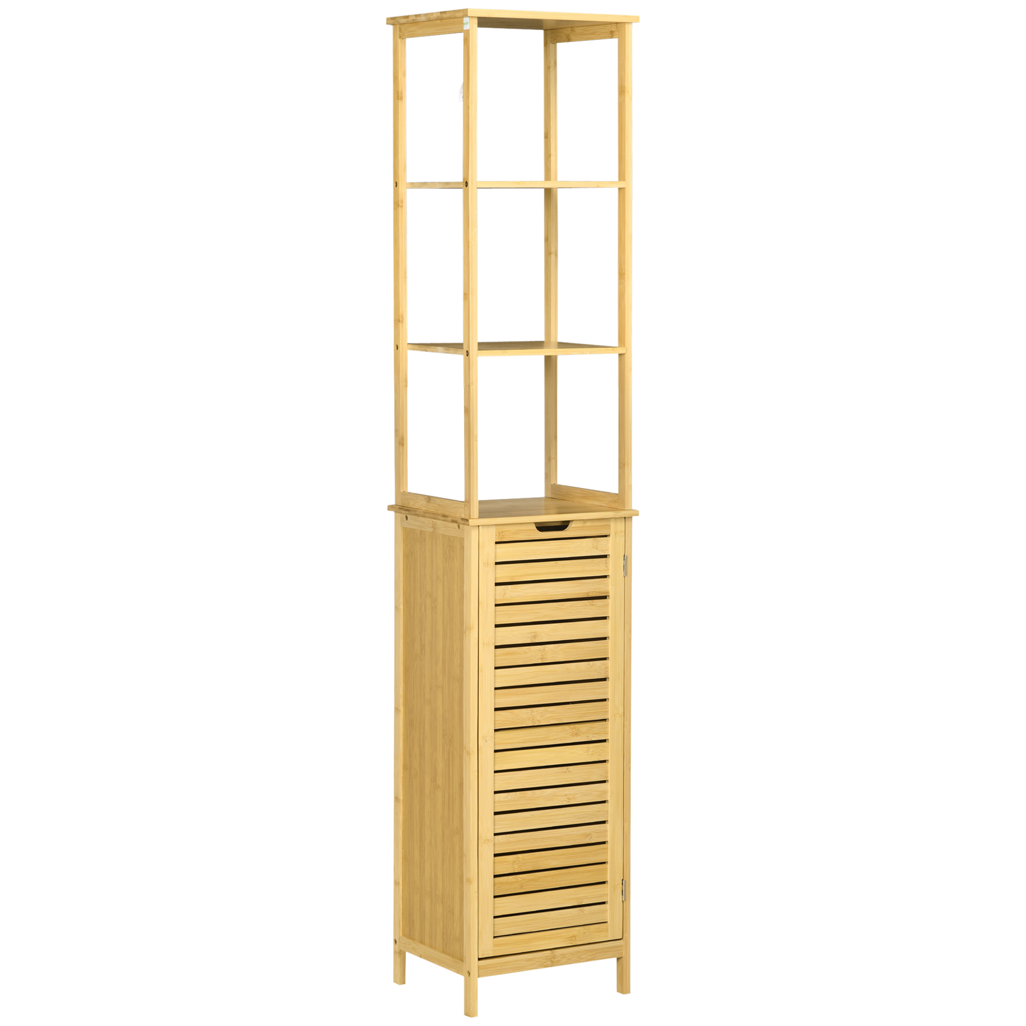 Badschrank Hochschrank Drei Regalböden Schrankfach Lamellentür Kippschutz 34 X 30 X 173cm