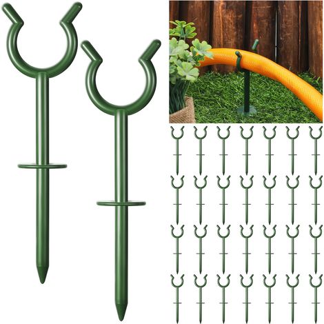 30 Stück Schlauchführung Heringe 3/4", Dekorative Garten Bodenanker, Rasenschutz, Grün