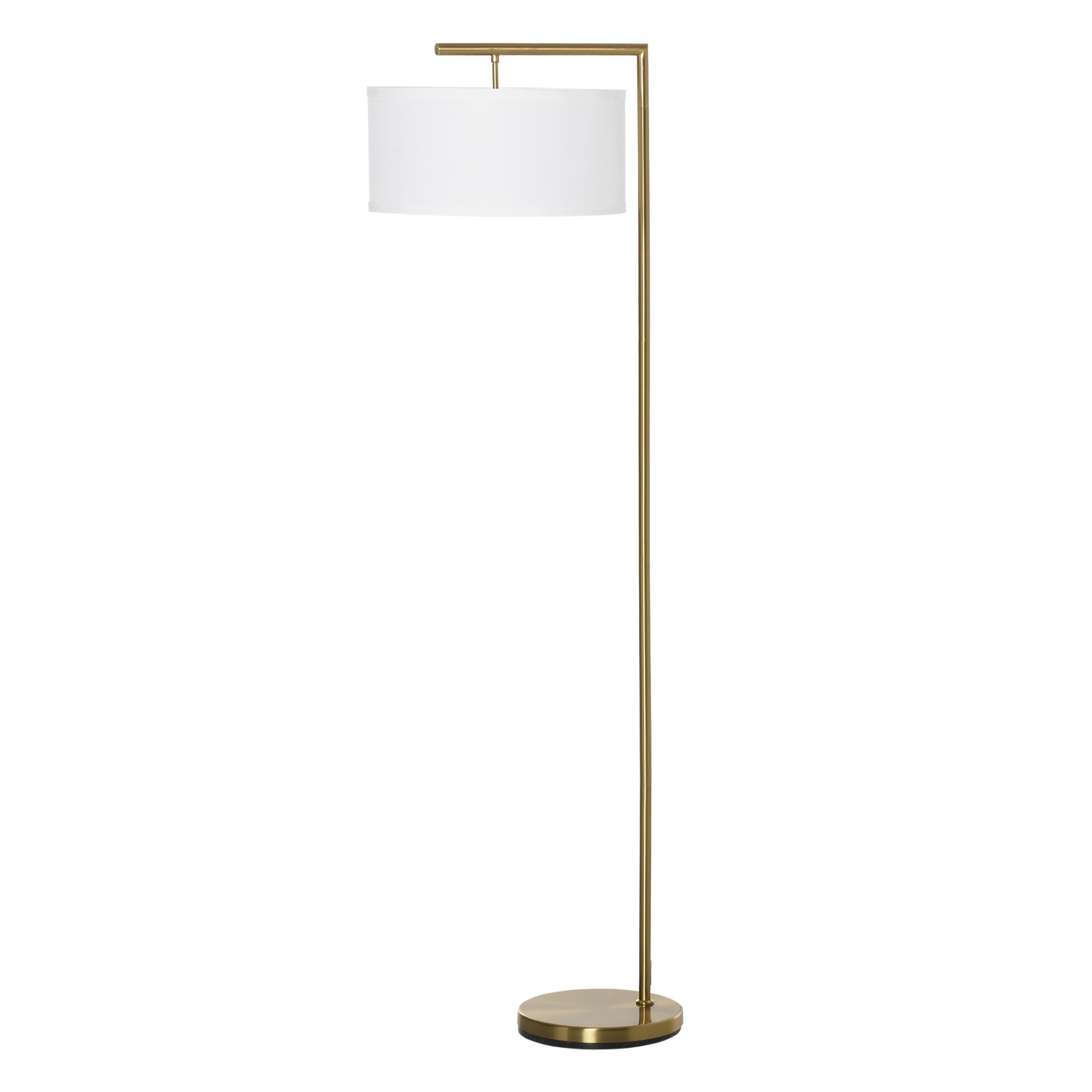 Stehleuchte Stehlampe E27 Sockel Weißer Stoffschirm Fußschalter 47 X 37 X 153 Cm Goldoptik
