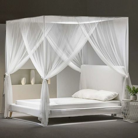 Großes Doppelbett Moskitonetz, 4 Türen, Universeller Insektenschutz 210x190x240cm Mit Montagewerkzeug