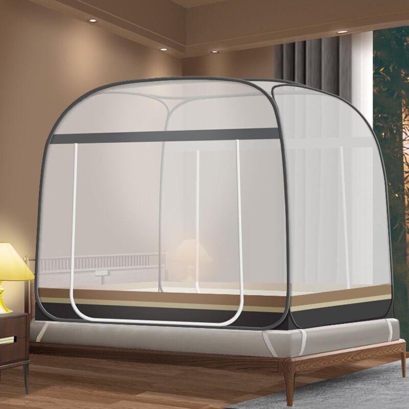 Bodenloses Moskitonetz, Freistehend, Ideal Für Schlafzimmer & Camping, Faltbar Für Baby & Erwachsene, Grau