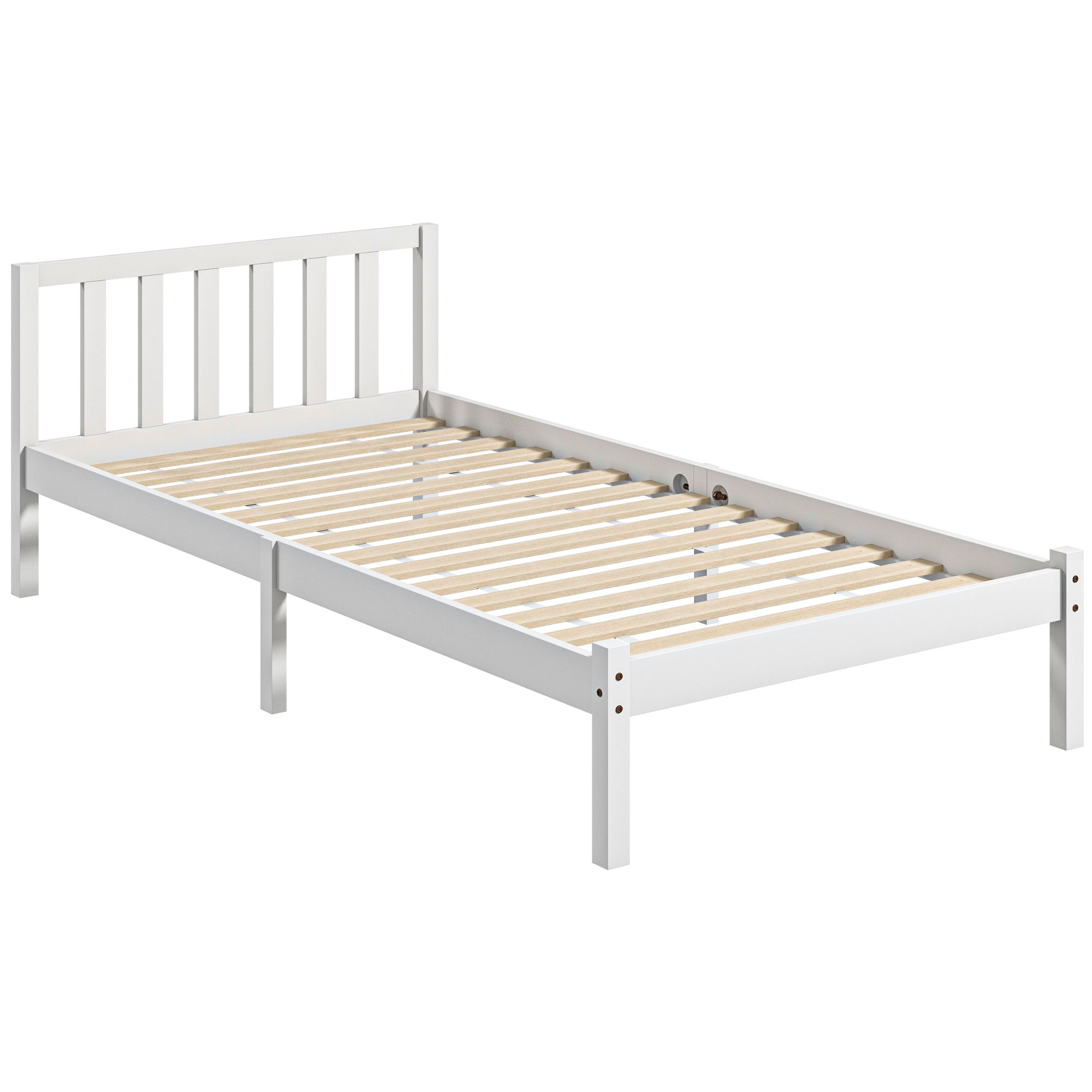 Einzelbettgestell Kopfteil Lattenrost 26cm Freiraum Bett 208 X 96 X 70 Cm Weiß