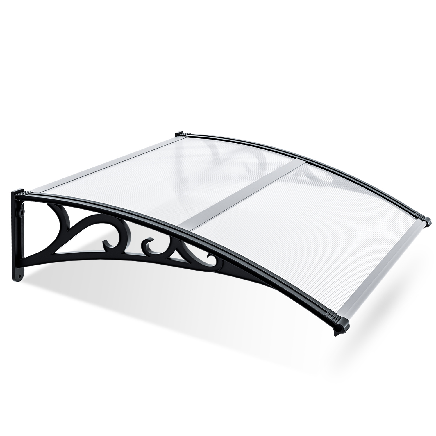 Randaco Türvordach 120 X 100 Cm, Transparenter Regenschutz Mit Polycarbonatdach Und Abs-haltern