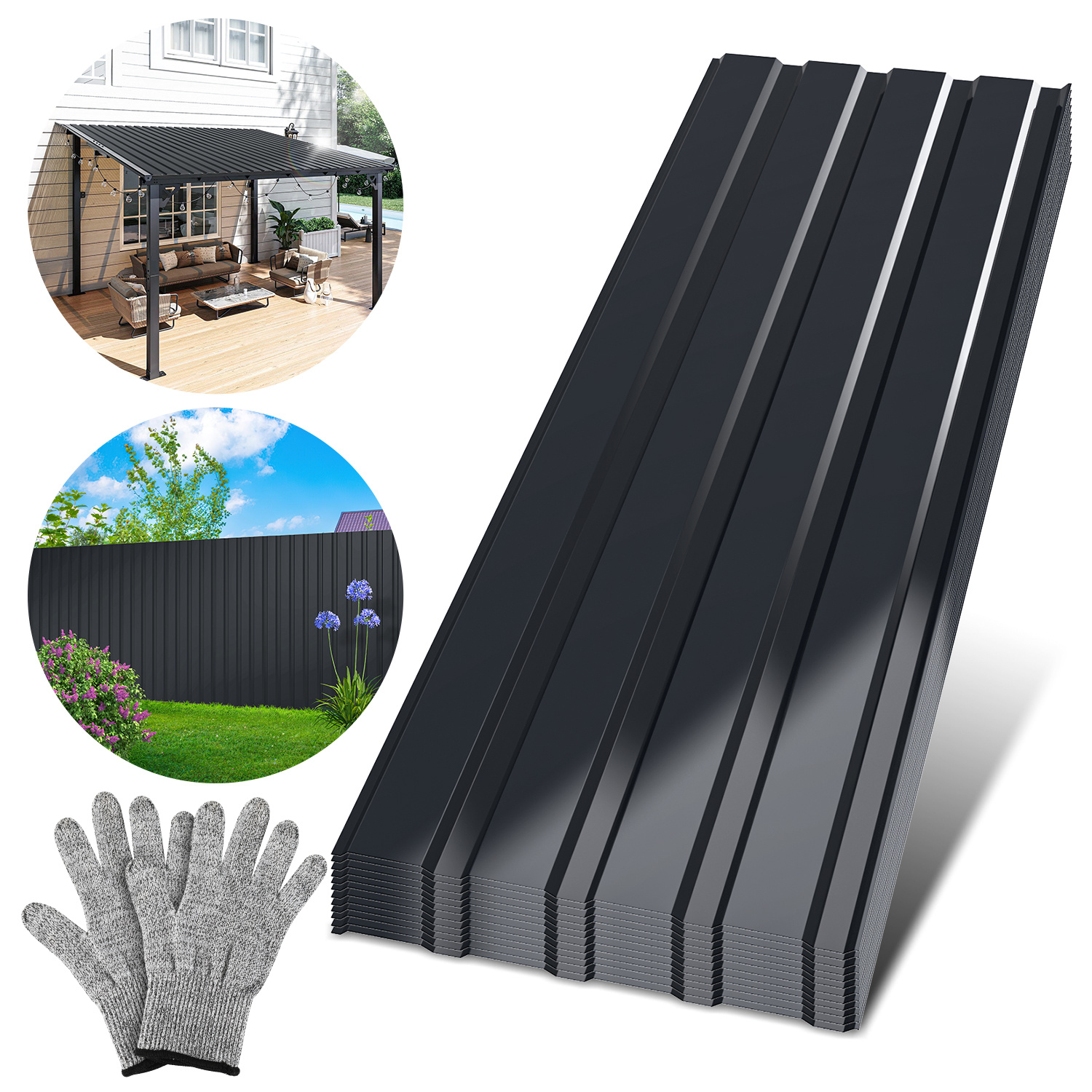 Randaco Dachplatten Aus Stahl, 36 Stück, 115 X 45 Cm, 0,25 Mm, Anthrazit, Für Schuppen Und Unterstand