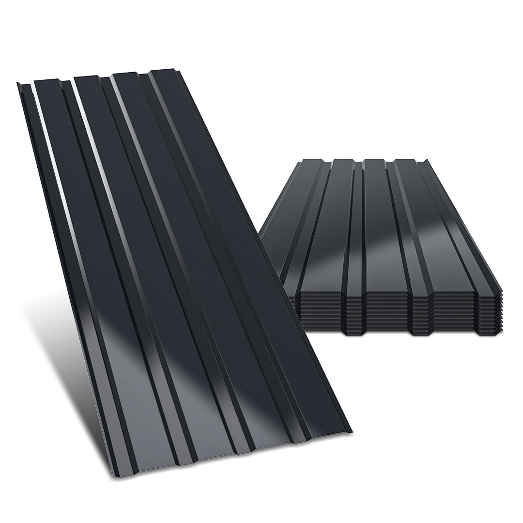 Randaco 48 Stück Dachblech Trapezblech Profilblech Platten Aus Metall, Glatte Oberfläche, Mit Handschuhen, 115x45 Cm, 0,25 Mm, 24 M², Anthrazit