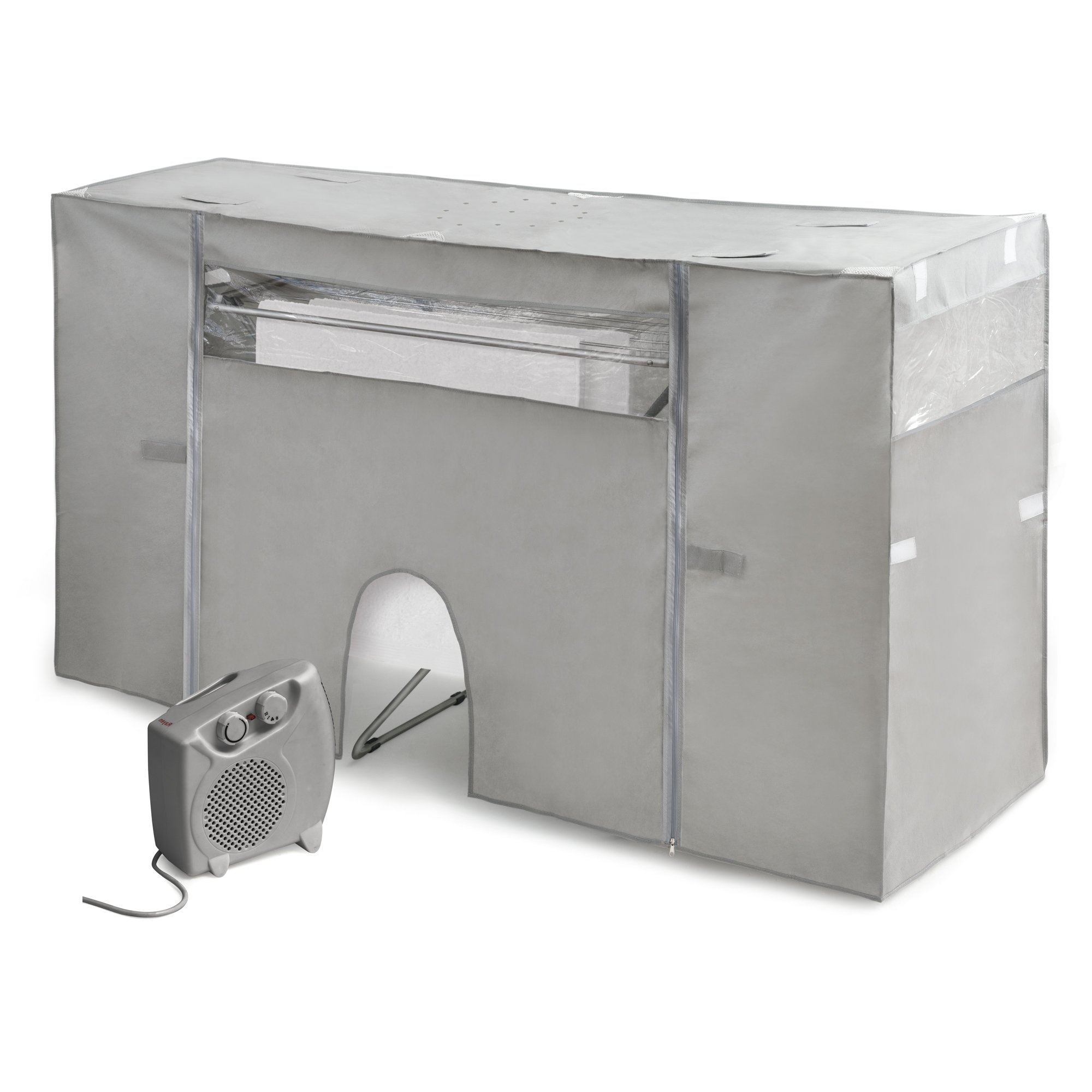 Wäscheleinenabdeckung Mit Heizung Schnell Trocknend Minimaler Verbrauch Ausziehbar Stecker Grau Maße: 105-180x56x106 Cm, 1 Stück - Rayen