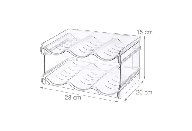 Relaxdays Flaschenhalter Set, Stapelbar, 6 Flaschen, 2 Etagen, Hbt: 15x28x20 Cm, Kühlschrank Organizer, Transparent