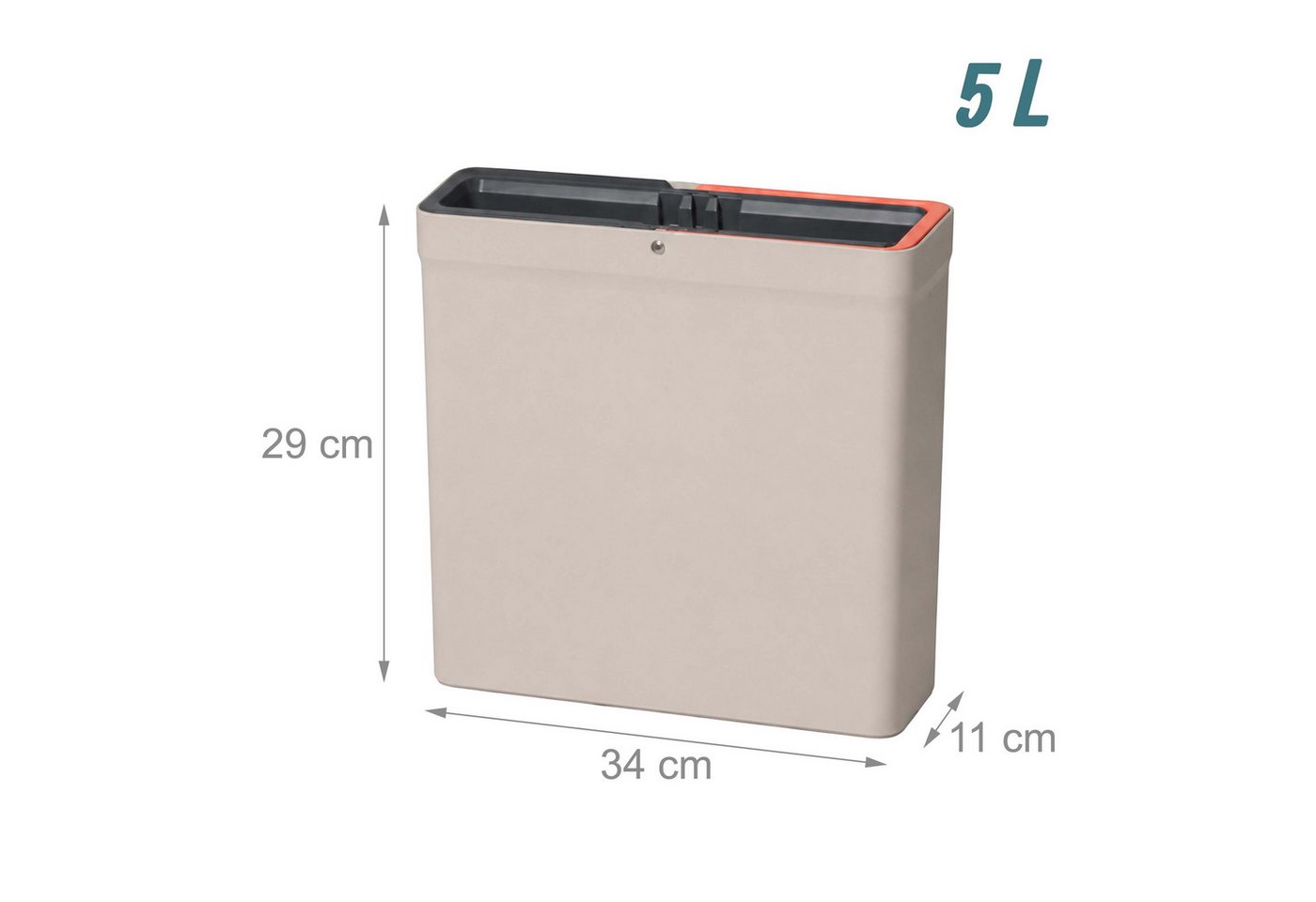 Relaxdays Wischmopp Set, 5 L Eimer Mit Wringfunktion, 3 Kammern, Pva Schwammmopp, Hbt: 29x34x11cm, Bodenwischer, Beige Bild 2