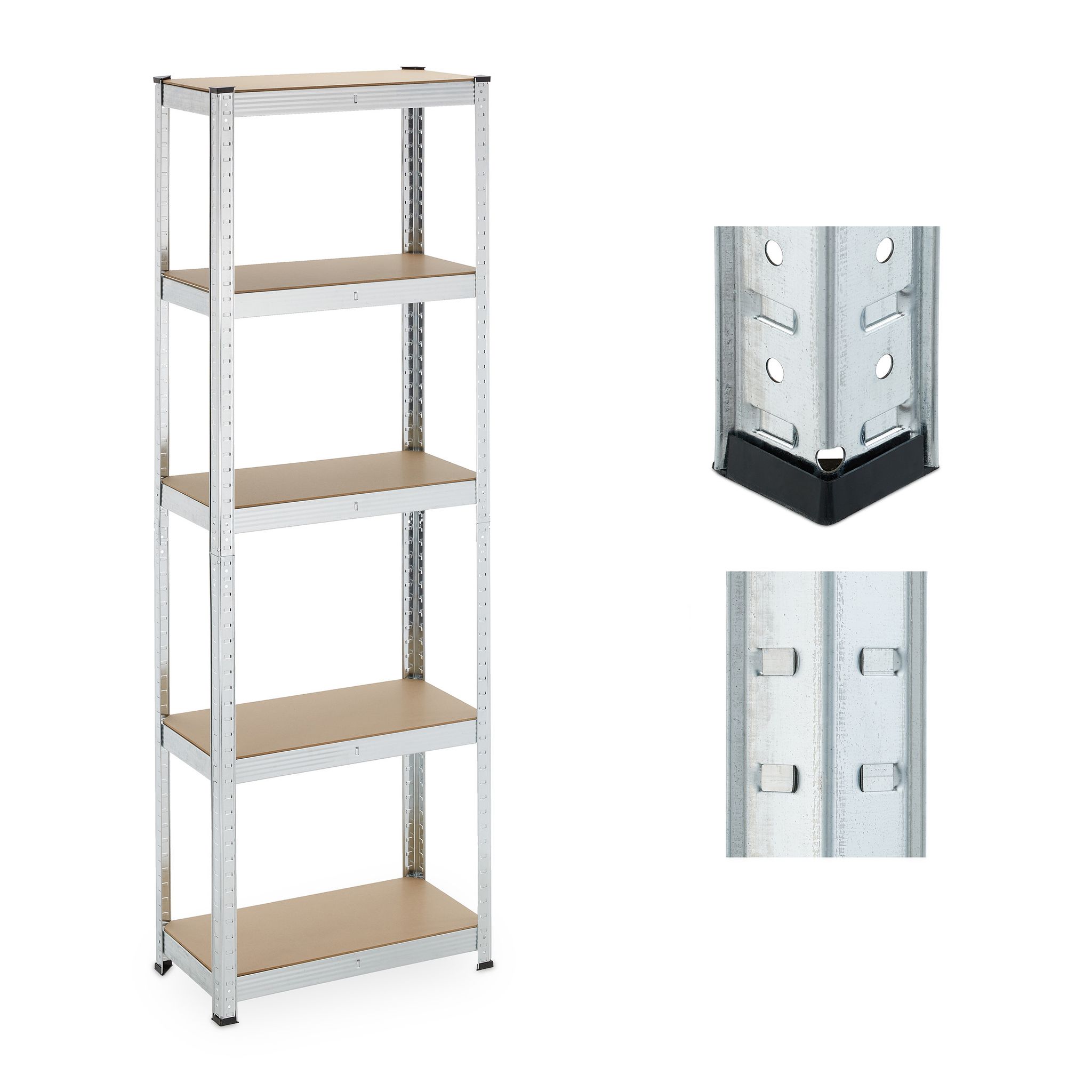 2 X Schwerlastregal Hxbxt 180x60x30 Cm, 500 Kg, Verzinkter Stahl, Lagerregal Für Keller Und Garage, Zum Stecken, Silber