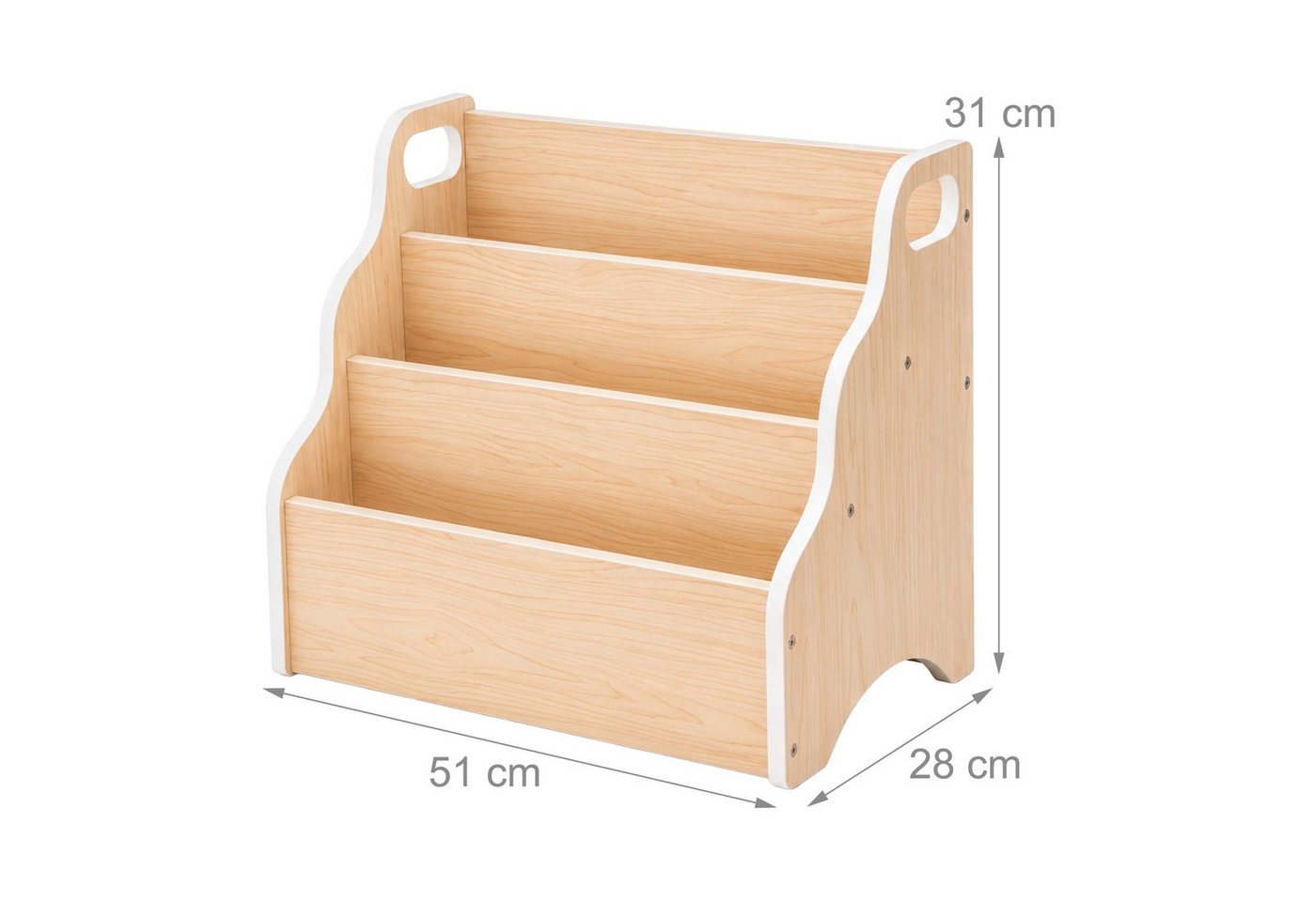 Relaxdays Kinder-bücherregal, Tischorganizer Tragbar, Schreibtischregal 3 Fächer, Hbt 31x51x28cm, Mini-regal, Mdf, Natur Bild 2