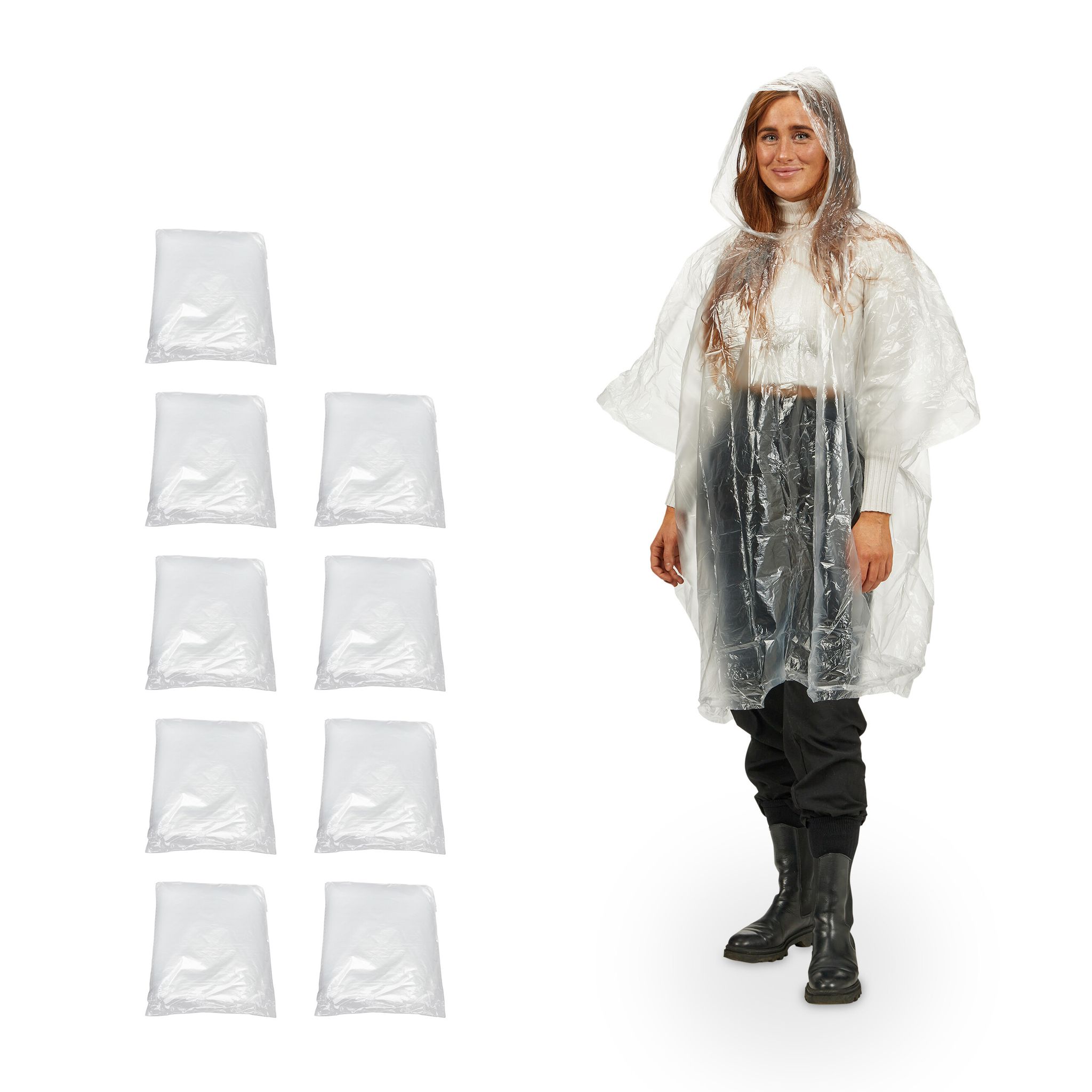 30 X Regenponcho, Überzug Mit Kapuze, Einweg Regencape Für Erwachsene, Unisex Regenschutz, Pe, Transparent