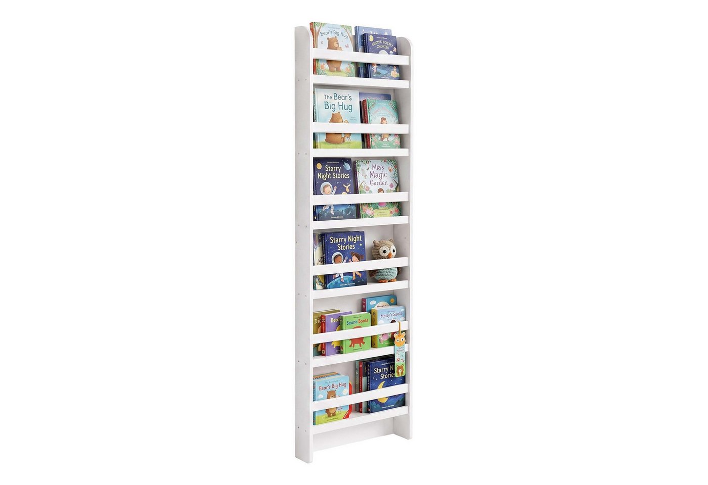 Relaxdays Bücherregal, 6 Fächer, Bücher, Spielzeug, Hxbxt: 200 X 55 X 10 Cm, Kinderzimmer, Mdf, Kinderbücherregal, Weiß Bild 2