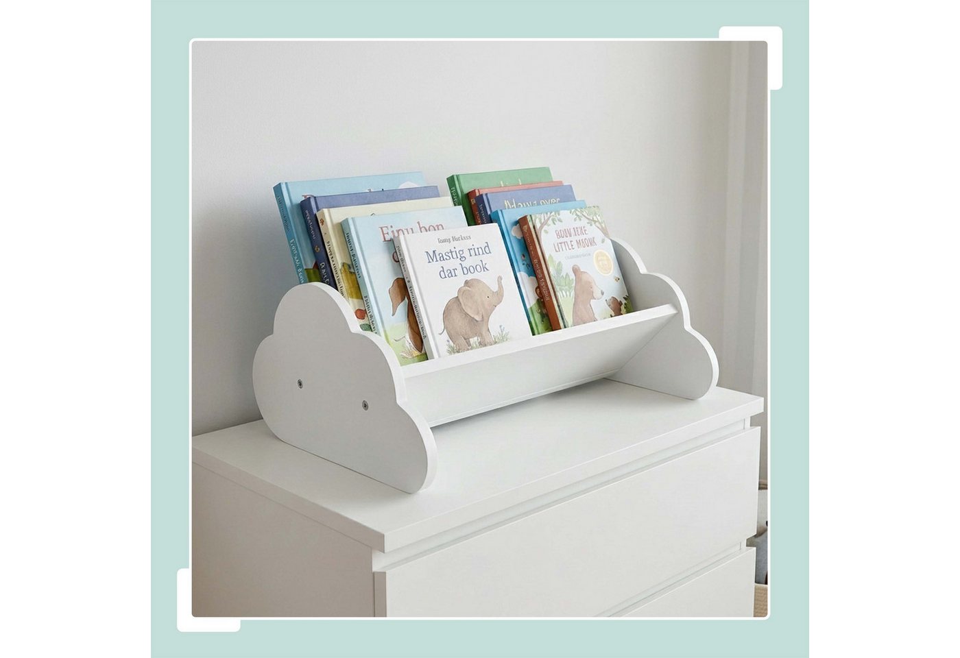 Relaxdays Bücherregal Wolke, Kinderbücherregal, Zum Hinstellen, Hxbxt: 17 X 43 X 29 Cm, Wolkenregal Kinderzimmer, Weiß