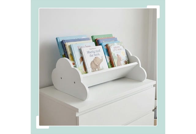 Relaxdays Bücherregal Wolke, Kinderbücherregal, Zum Hinstellen, Hxbxt: 17 X 43 X 29 Cm, Wolkenregal Kinderzimmer, Weiß