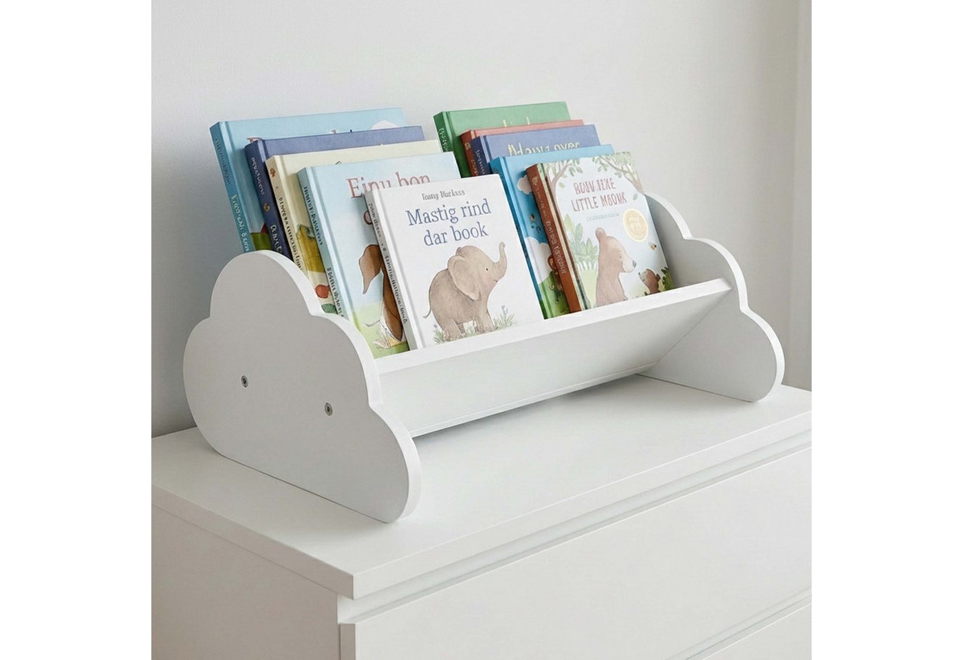 Relaxdays Bücherregal Wolke, Kinderbücherregal, Zum Hinstellen, Hxbxt: 17 X 43 X 29 Cm, Wolkenregal Kinderzimmer, Weiß Bild 5