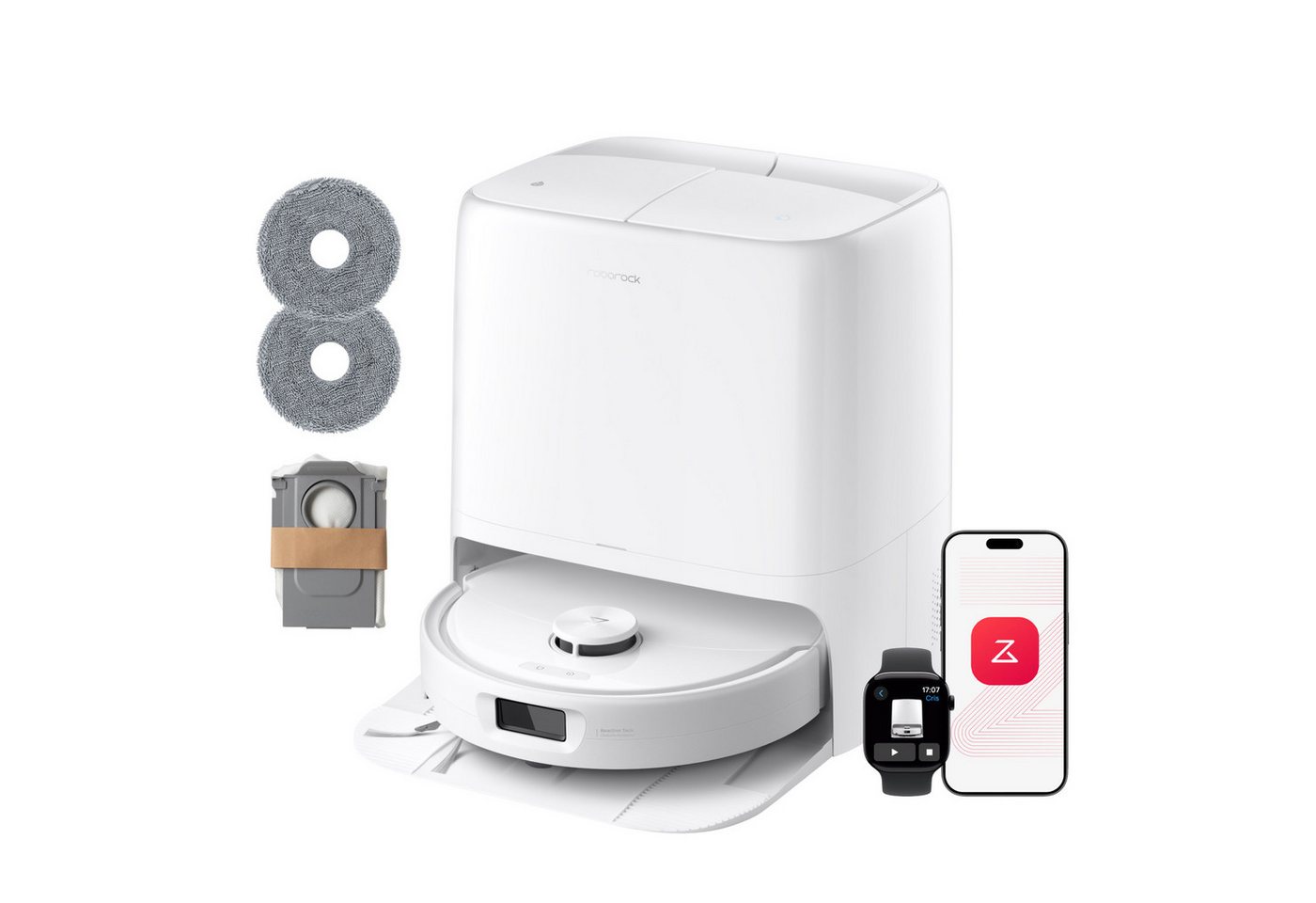 Roborock Qrevo 2 Pro Set Saugroboter Mit Wischfunktion - 25.000 Pa Hyperforce Saugkraft, Anti-verheddern Doppelbürste, Automatisches Wischtuch-anheben Bei Teppichen, Selbstreinigende Multifunktionssta Bild 2