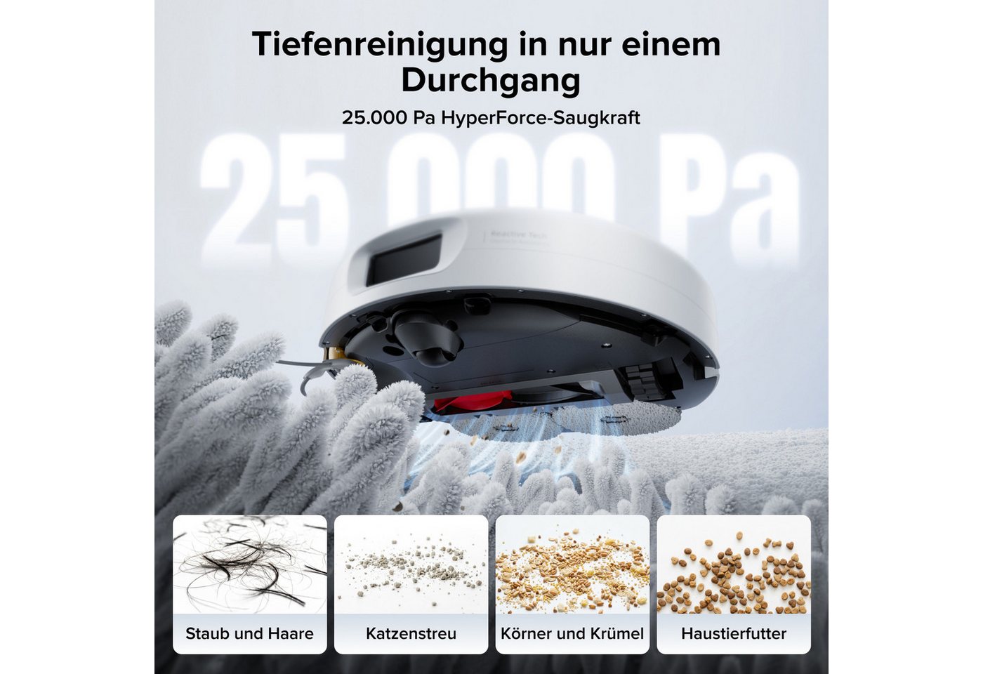 Roborock Qrevo 2 Pro Set Saugroboter Mit Wischfunktion - 25.000 Pa Hyperforce Saugkraft, Anti-verheddern Doppelbürste, Automatisches Wischtuch-anheben Bei Teppichen, Selbstreinigende Multifunktionssta Bild 5
