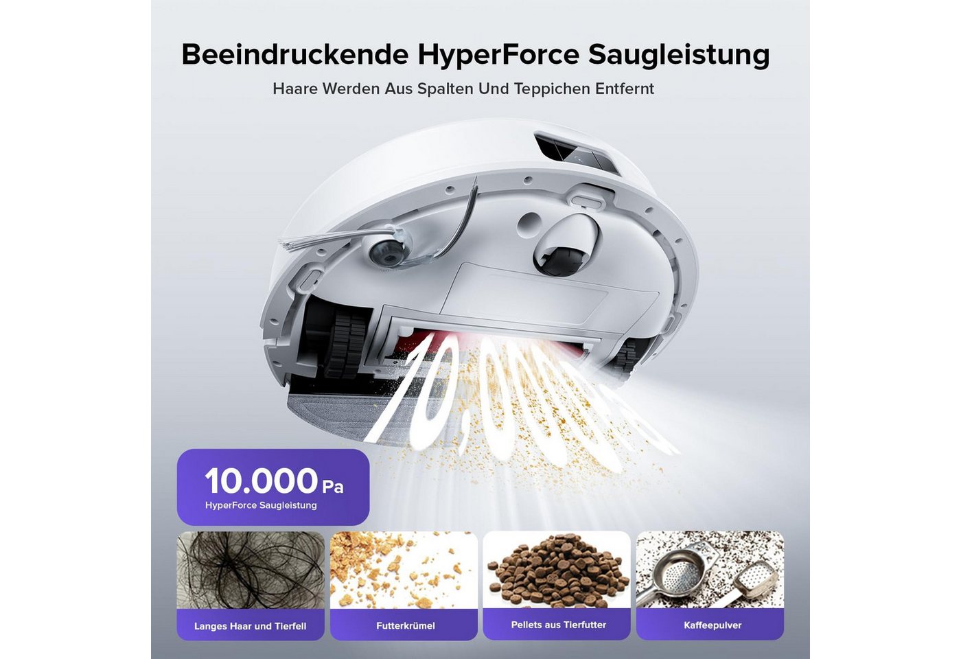 Roborock Q10 S5 Set Saugroboter Mit Wischfunktion, 10.000 Pa Hyperforce Saugkraft, Dual Anti-tangle System, Auto Lifting Mopping, Ideal Für Tierhaare, Teppiche, Hartböden Set Weiß Bild 2