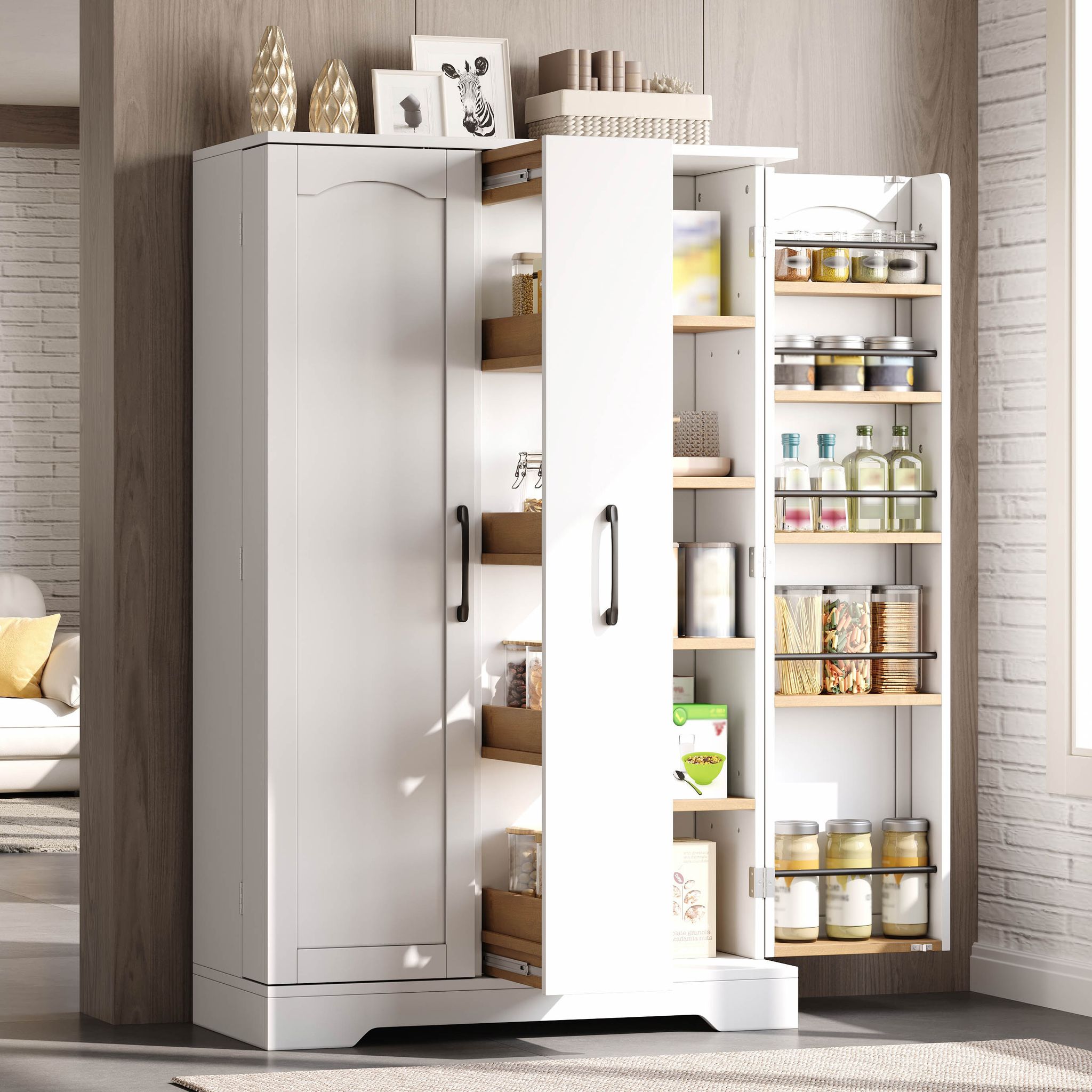 Küchenschrank Gewürzregal Weiß Mdf Modern, 120 X 78 X 35 Cm