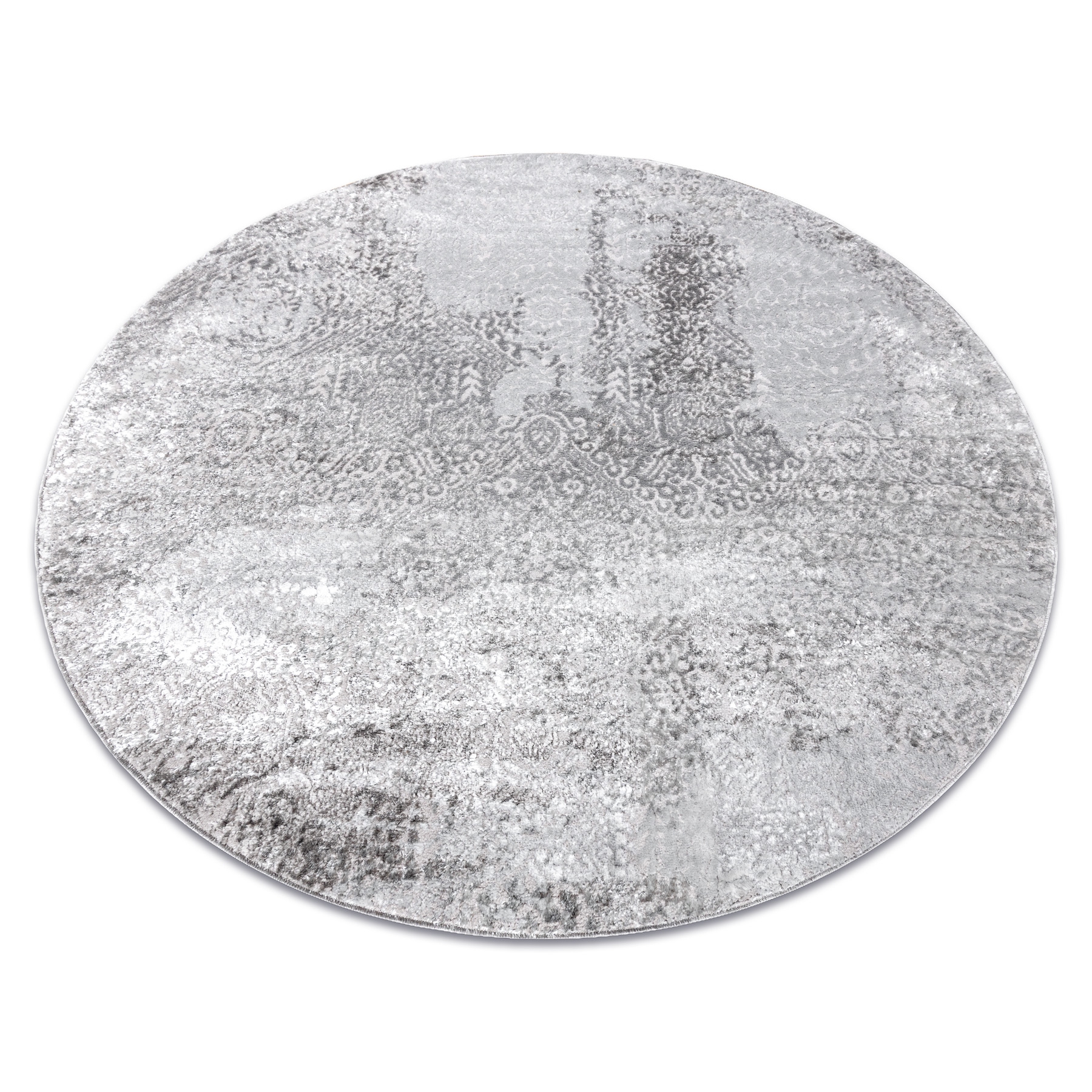 Modern Mefe Teppich Kreis 8731 Vintage - Strukturell Zwei Ebenen Aus Vlies Grau Grey Rund 160 Cm