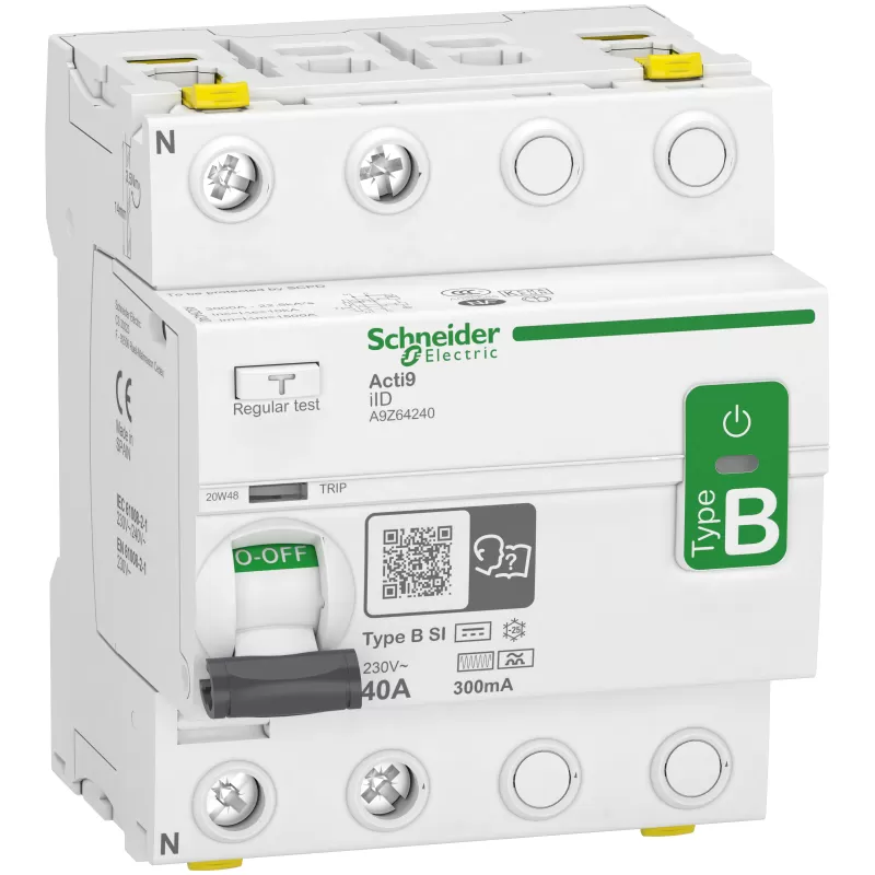 Schneider Electric Fehlerstrom-schutzschalter Allstromsensitiv Iid, 2p, 40a, Typ B-si, 300ma A9z64240