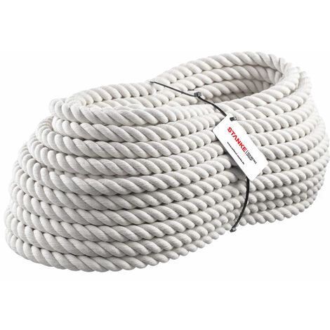 Seilwerk Stanke Baumwollseil 20mm X 25m, 3-schäftig Gedreht - Seil 20mm, Handlaufseil, Absperrseil, Seil Für Deko, Prallschutz - 100% Natürliche Baumwolle, Formstabil, Saugfähig, Wird Nicht Hart