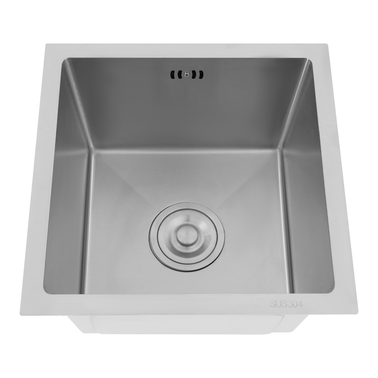 Küchenspüle, Quadratische Edelstahlspüle (38 Cm) Für Wohnmobile, Mit Siebstopfen, Ein-becken-ausführung, Einbau Oder Aufsatzmontage Möglich, Farbe: Silber