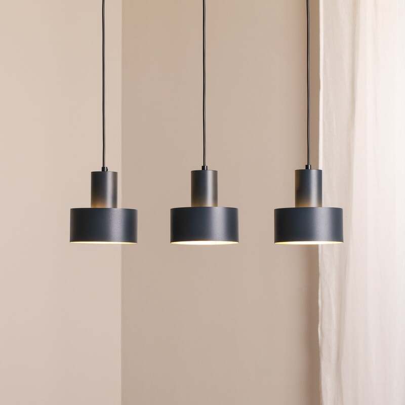 [gebraucht] B-ware Hängeleuchte Rif 3 Anthrazit 3-flammig Linear Stahl Dimmbar E27 67 Cm